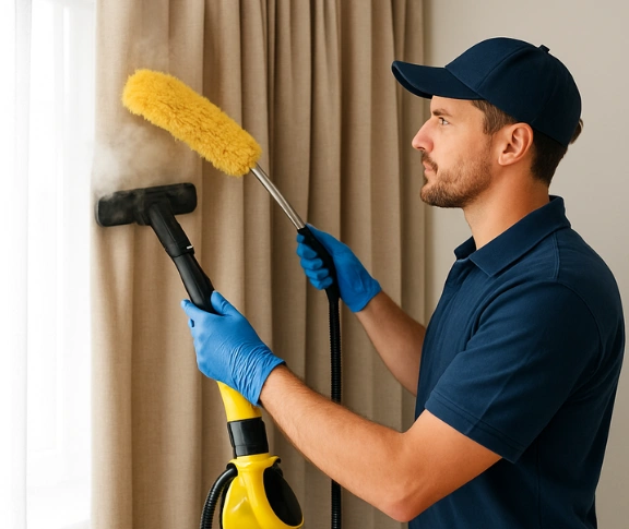 Trusted residential curtain cleaning technician Matty Curtain Cleaning hollywell QLD