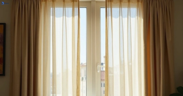 Dull dusty drapes in hollywell before professional cleaning